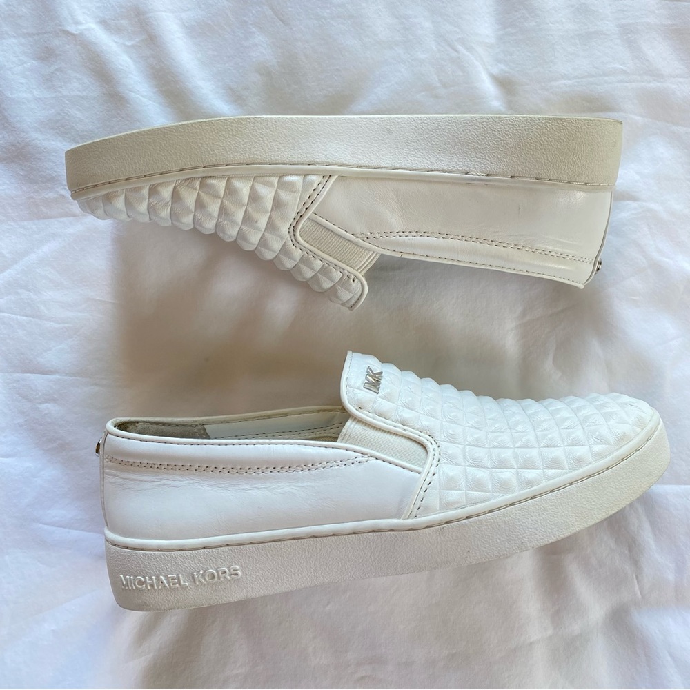 Michael Michael Kors White Keaton Slip On Sneakers Shoes Bubble Puffed Texture